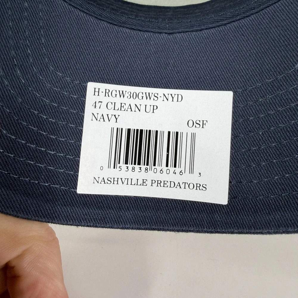 Nashville Predators Hat Cap Strap Back Mens One Size Navy NHL Hockey 47 Clean Up